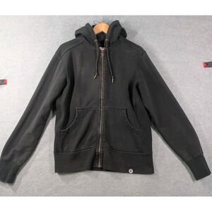 American Giant Zip Hoodie Black Medium Distressed Fade Y2K Made USA Heavy Duty